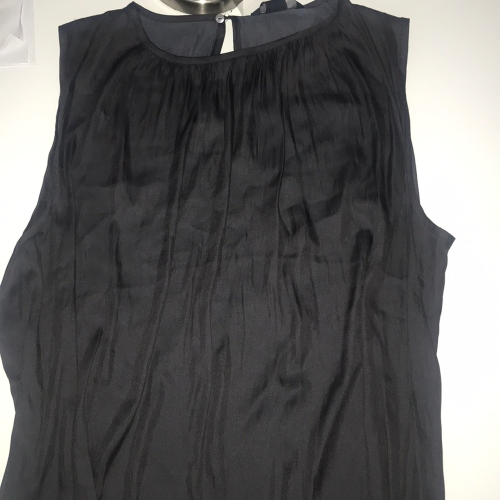 Black satin tank with keyhole back